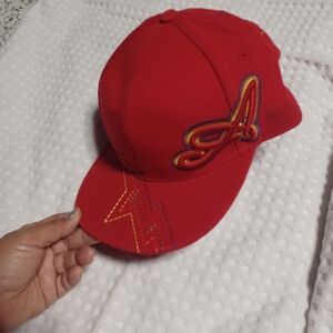 Red Baseball Cap with Embroidered Letter